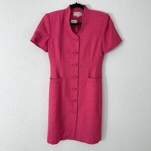 Vintage Kasper ASL Women 2P Pink Short Sleeve Blazer Dress